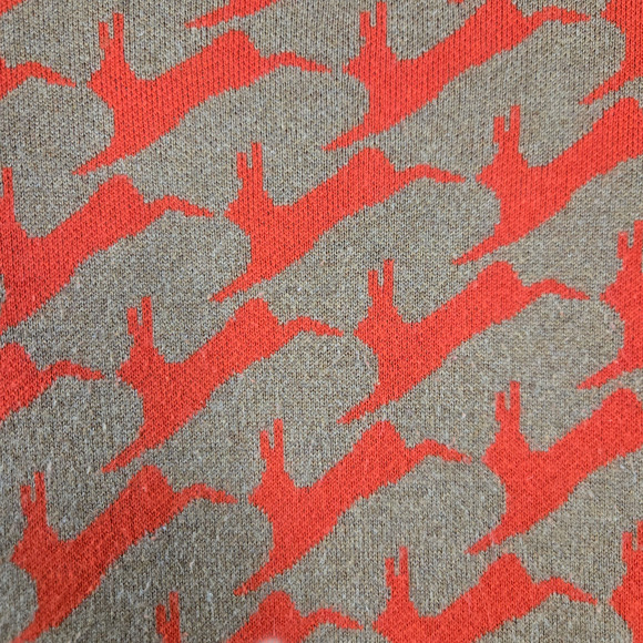 Wallace Brown Red Rabbit Print Cardigan Cotton Wool Blend Sweater Size Medium - Picture 8 of 9